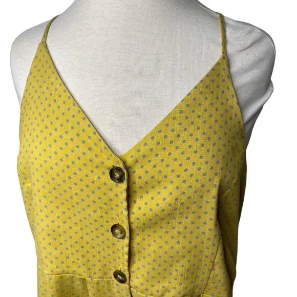 Umgee Polka Dot with Pockets Summer Dress Women's Yellow with Blue Size Large - Picture 3 of 16
